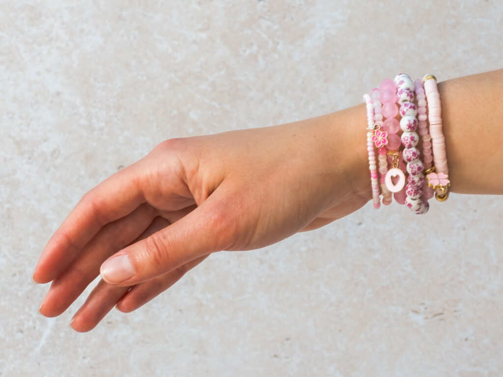 Pink Beaded Bracelet Making Kit | Stackable Jewellery Craft Set