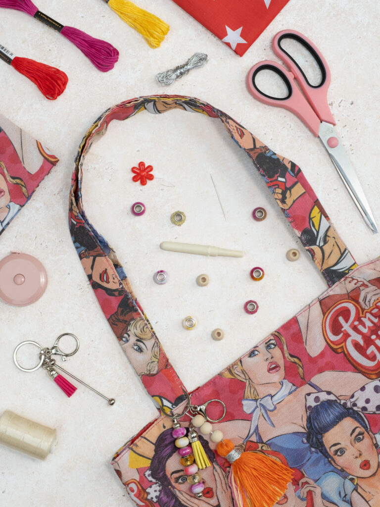 Pin Up Girls Tote Bag Craft Kit | Beginner Sewing Kit | DIY Tote Bag Kit | Complete Sewing Gift Set with Video Tutorial